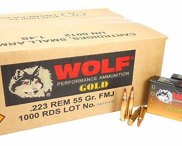 223 5.56x45 Ammo 55gr FMJ Wolf Gold Brass Case Boxer Primed 1000 Round Case